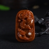 缅甸A货天然豆种黄翡龙牌挂件 - 红掌柜