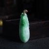 缅甸A货天然18K金镶糯种翠绿翡翠福瓜吊坠 - 红掌柜