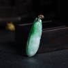 A货天然18K金镶糯种翠绿翡翠福瓜吊坠 - 红掌柜