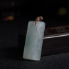18K金冰糯种飘绿花翡翠无事牌吊坠 - 红掌柜