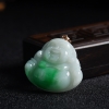 糯种飘绿花翡翠弥勒佛吊坠 - 红掌柜