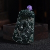 天然冰糯种深蓝色翡翠龙牌吊坠-红掌柜