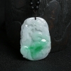  糯种飘绿花翡翠龙牌吊坠-红掌柜