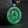 A货天然冰糯种翠绿翡翠平安扣吊坠 - 红掌柜