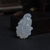 天然冰糯种无色翡翠白菜吊坠-红掌柜
