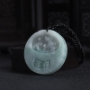 缅甸糯种浅绿翡翠龙牌吊坠-红掌柜