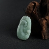 缅甸豆种浅绿翡翠吉祥如意吊坠-红掌柜