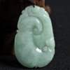 缅甸天然豆种浅绿翡翠吊坠-红掌柜