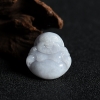 缅甸天然豆种白色翡翠弥勒佛吊坠-红掌柜