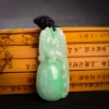 天然缅甸糯种浅绿翡翠福寿如意吊坠-红掌柜