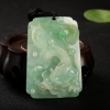天然缅甸糯冰种浅绿翡翠龙牌吊坠-红掌柜