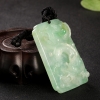 缅甸糯冰种浅绿翡翠龙牌吊坠-红掌柜