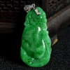 缅甸天然糯种翠绿翡翠吊坠-红掌柜