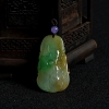 缅甸天然糯种俏色翡翠福在眼前吊坠-红掌柜
