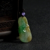 天然糯种俏色翡翠福在眼前吊坠-红掌柜