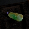 缅甸天然糯种翡翠福在眼前吊坠-红掌柜