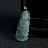 缅甸糯冰种飘花翡翠观音吊坠-红掌柜