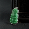 18K金镶钻糯种翠绿翡翠观音吊坠-红掌柜