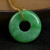 缅甸天然豆种翠绿翡翠吊坠-红掌柜