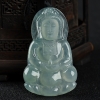 缅甸天然糯冰种浅绿翡翠吊坠-红掌柜