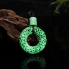 豆种飘翠翡翠仿古镂空环吊坠-红掌柜