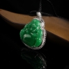 18k豆种翠绿翡翠弥勒佛吊坠-红掌柜