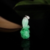 缅甸天然糯种飘花翡翠百财吊坠-红掌柜