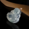缅甸冰种飘花翡翠弥勒佛吊坠-红掌柜
