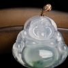 缅甸天然糯冰种翡翠弥勒佛吊坠-红掌柜