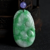 缅甸天然豆种飘翠翡翠吊坠-红掌柜