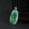 缅甸豆种飘翠翡翠如意吊坠-红掌柜