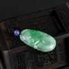缅甸天然豆种翡翠如意吊坠-红掌柜