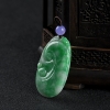 缅甸豆种飘翠翡翠如意吊坠-红掌柜