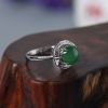 天然18K金镶糯种绿色翡翠戒指 - 红掌柜