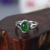 缅甸A货天然18K金镶糯种绿色翡翠戒指 - 红掌柜