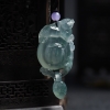 冰糯种飘蓝花翡翠貔貅挂件 - 红掌柜