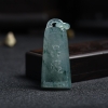 缅甸A货天然冰糯种飘蓝花翡翠无事牌吊坠 - 红掌柜