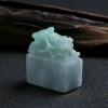 A货天然豆种浅绿翡翠貔貅印章 - 红掌柜