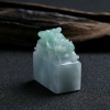 豆种浅绿翡翠貔貅印章 - 红掌柜