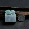 缅甸A货豆种浅绿翡翠印章 - 红掌柜