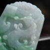 缅甸天然豆种翡翠龙凤牌挂件-红掌柜