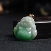天然18K金镶豆种飘花翡翠佛挂件 - 红掌柜
