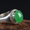 天然缅甸糯冰种翠绿翡翠戒面-红掌柜