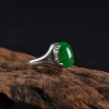 缅甸糯冰种深绿翡翠戒面-红掌柜