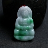 缅甸天然糯种白底飘花翡翠观音吊坠-红掌柜