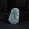天然糯冰种俏色翡翠龙牌吊坠-红掌柜