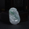 缅甸糯冰种俏色翡翠龙牌吊坠-红掌柜