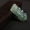天然糯种灰绿翡翠貔貅吊坠-红掌柜