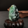 缅甸天然糯种俏色翡翠龙牌吊坠-红掌柜
