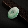 缅甸糯种飘翠翡翠平安扣吊坠-红掌柜